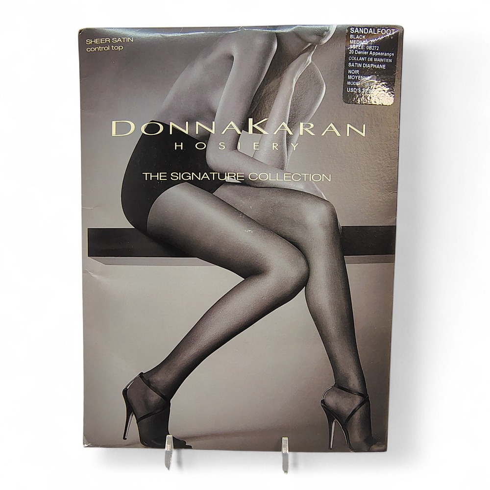Donna Karan Black Medium Hosiery Signature Collection Sandalfoot Pantyhose